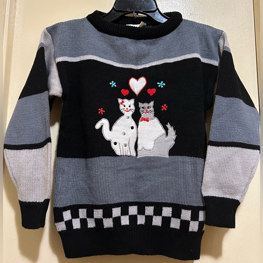 Vintage Kids Cat Sweater
